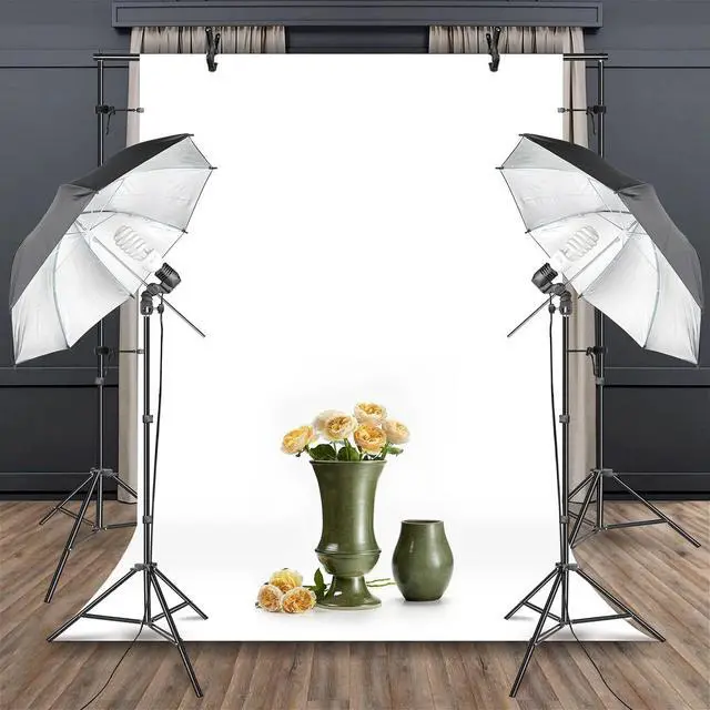 Alt view image 6 of 7 - Photography Umbrella Continuous Lighting Kit,Muslin Backdrop Kit(White Black), Backdrop Clips Clamp,10ft Photo Background Photography Stand System for Photo Video Studio Shooting