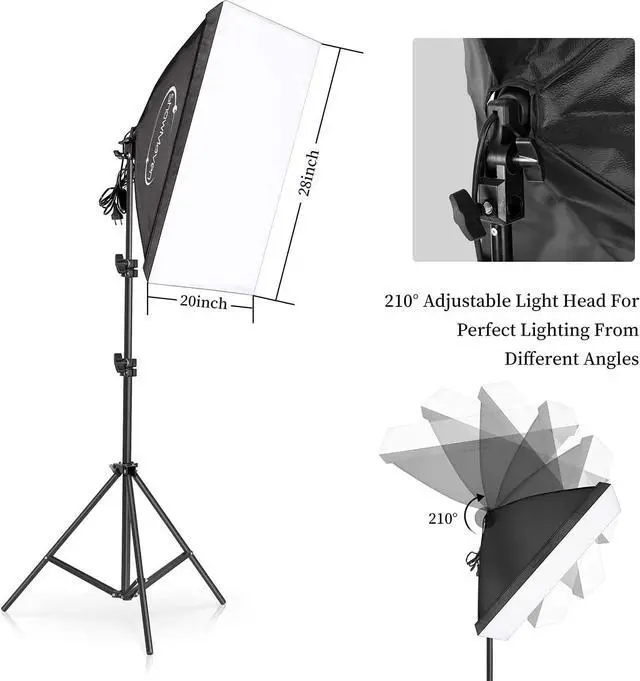 Alt view image 4 of 7 - ShowMaven Softbox Lighting Kit Photography- Professional Continuous Light System Photo Lighting Kit with E27 135W Bulbs 5500K Photo Equipment for Portraits Video Shooting