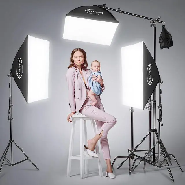Alt view image 3 of 7 - ShowMaven Softbox Lighting Kit Photography- Professional Continuous Light System Photo Lighting Kit with E27 135W Bulbs 5500K Photo Equipment for Portraits Video Shooting
