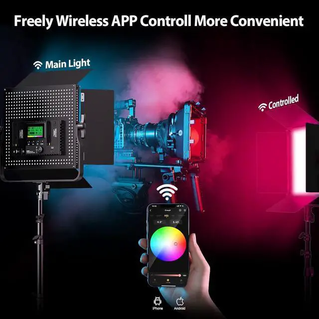 Alt view image 4 of 7 - Pixel K80 Photography Lighting with APP Control, 2600K-10000K CRI 97+ RGB Led Video Light Panel, 9 Applicable Scenes Lighting for Studio/Gaming/Streaming/YouTube/Videography/Film/Video Recording