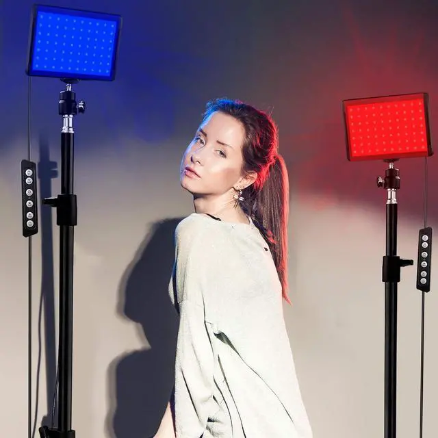 Alt view image 5 of 6 - 2 Packs LED Video Light Kit with 61.99" Tripod Stand, Dimmable 2400-6800K Photography Lighting for Studio Portraits/YouTube/Zoom Meeting/Live Stream/Makeup, 9 Color Filters/USB Wall Charger