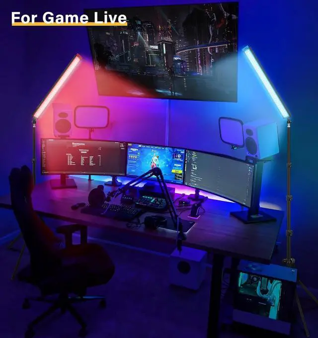 Alt view image 7 of 7 - 2-Pack LED Video Light Stick with 62.99'' Tripod Stand/Color Filter, 5600K Studio Light Photography Wand Lighting Kit for Game Streaming/Video Recording/Content Creation/Portrait, USB Charger