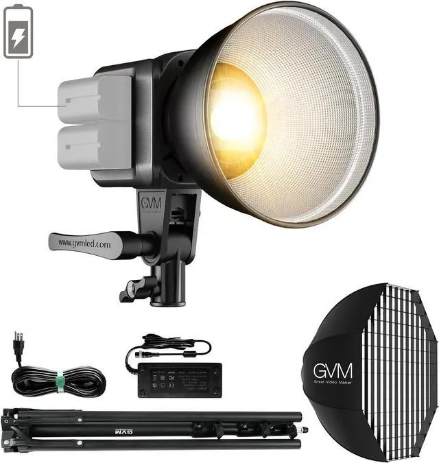 Main image of GVM Great Video Maker GVM 80W Bi-Color COB Video Light Kit, 2700K~7500K Continuous Lighting for Photography with Bowens Mount Softbox&Stand, 8 Effects Support AC Adapter & NP Battery