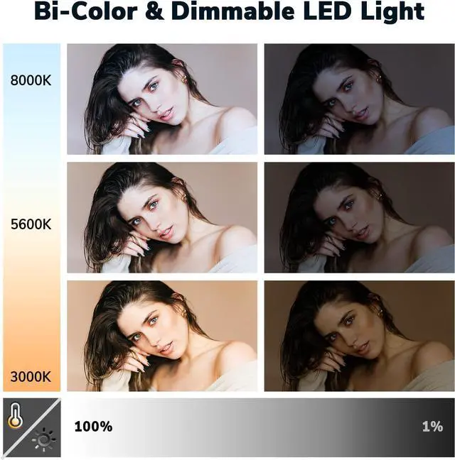 Alt view image 2 of 7 - D50 Photography Lighting with Barn Door, 2-Pack 15.4" LED Video Light Remote, 45W 3000K-8000K Dimmable Bi-Color Panel for Live Streaming/Wedding Shooting/Video Recording/Studio/Film by DT