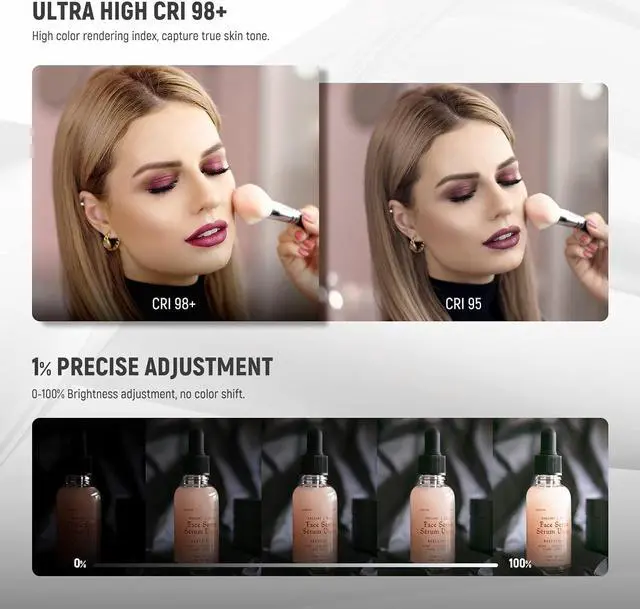 Alt view image 3 of 7 - NEEWER Esthetician Light with Phone Holder & Travel Bag Kit, Support 2.4G/PC/MAC Control & Separate Control of 2 LED Light Heads, CRI98+ Bi Color Stepless Dimmable Tattoo Lighting Lash Lamp, BH40B