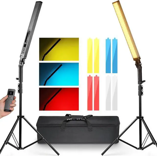 Main image of NEEWER Upgraded LED Video Light Stick & 2.4G Remote Kit, 2 Pack Handheld Dimmable 3200K~5600K CRI97+ Video Lighting with Stands/Filters/Bag for YouTube Video Recording Photography Gaming, BH20B Black