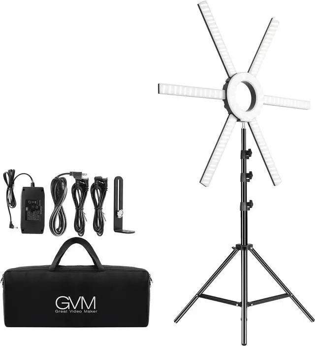 Main image of GVM Great Video Maker 600S LED Ring Light, 90W Dimmable Led Video Light Kit with Detachable Light Bars, Photography Lighting Led Video Lighting Kit for Live Broadcast, YouTube, CRI 97+ 3200K-5600K