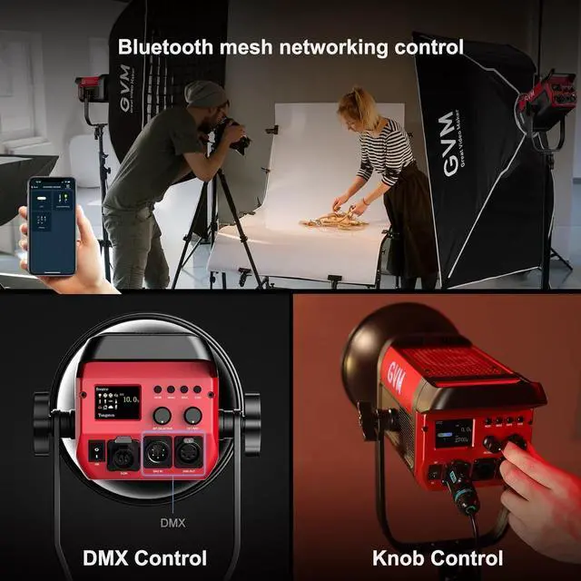 Alt view image 7 of 7 - GVM 200W LED Video Light, PRO SD200B Photography Lighting Kit with Bluetooth Mesh Network/DMX Control, 2700K-6800K Studio Light Continuous Lighting Kit for YouTube,Film, 45400lux/1m, 12 Scene Effects