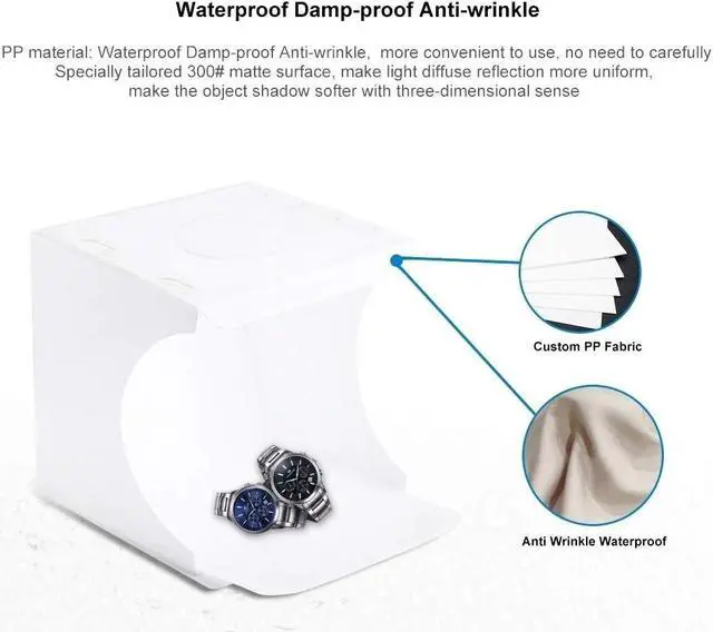 Alt view image 5 of 7 - Photo Light Box 10" Portable Folding Photography Light Tent kit with 2 Light Bar -40pcs LED Light and 6 Kinds Color Backgrounds for Small Size Items (10 inch - White)