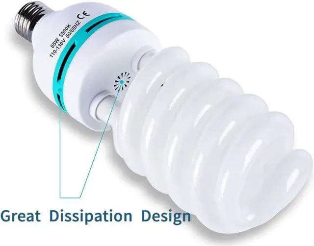 Alt view image 6 of 7 - 85W Light Bulb 5500K CFL Daylight Spiral Softbox Lighting Kit Bulb in E27/E26 Socket for Photography Photo Box