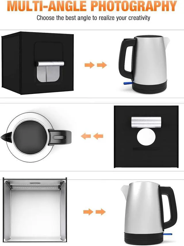 Alt view image 6 of 7 - Bi-Color Dimmable Photo Light Box Kit, 32x32 inch/80x80 cm Photo Studio Photography Photo Box Kit 2 Led Light Bars 252 LED Light Beads Tabletop Professional Shooting Tent with 5 Backdrops