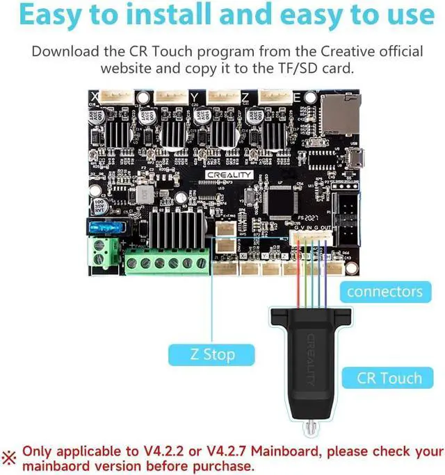 Alt view image 3 of 6 - Creality CR Touch Auto Leveling Kit, 3D Printer Bed Auto Leveling Sensor Kit for Ender 3/ Ender 3 Pro/Ender 3 V2/ Ender 3 Max/Ender 5/ and CR 10 with 32 Bit V4.2.2/V4.2.7 Mainboard