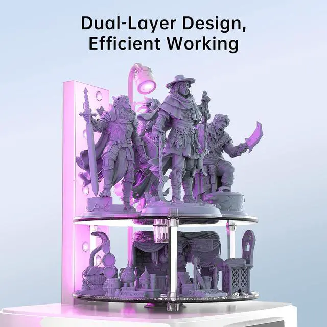 Alt view image 5 of 6 - ANYCUBIC Wash and Cure 3 Plus Station, Size-Upgrade Wash Cure Machine with Gooseneck Lights, Dual-Layer Design and IPA Saving, for Anycubic Photon Mono M5 Saturn LCD/SLA/DLP 3D Printer
