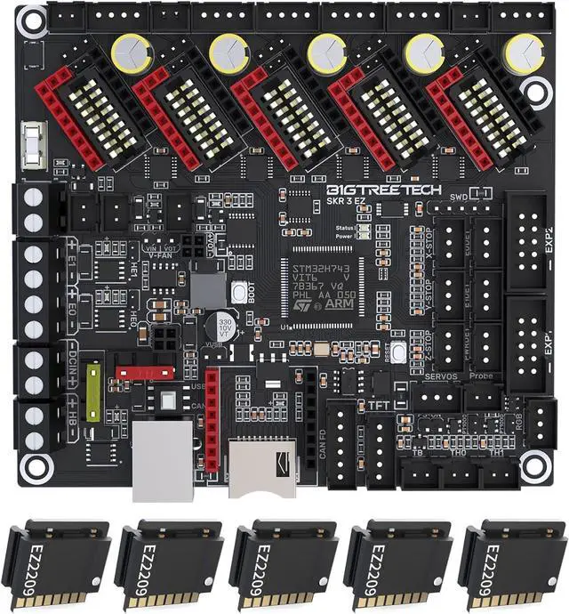 Main image of BIGTREETECH SKR 3 EZ Control Board 32bit New Upgrade Silent Board Support EZ2209/ EZ5160/ EZ2130 Stepper Driver Compatible TFT Series Touch Screen, DIY for Most FDM 3D Printer (with 5PCS EZ2209)