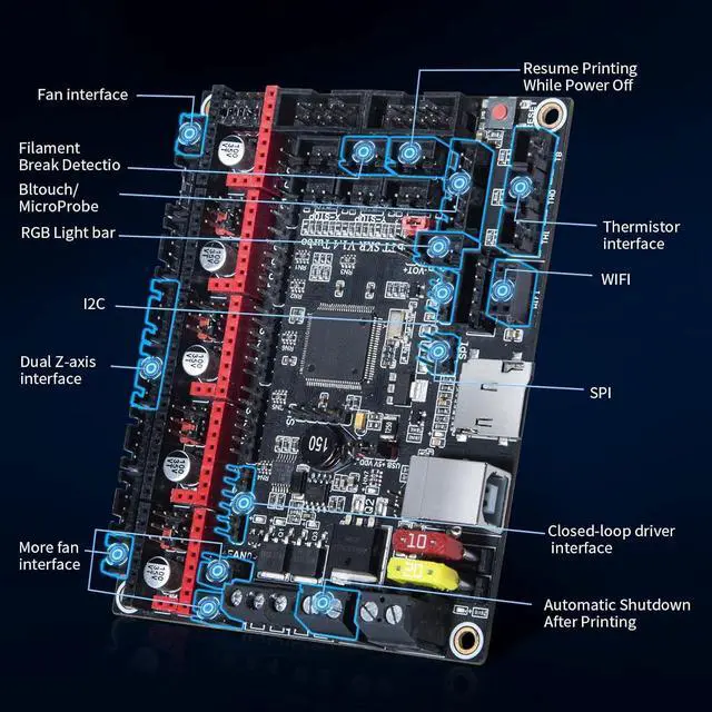 Alt view image 2 of 7 - BIGTREETECH SKR V1.4 Turbo Control Board+TFT35 V3.0.1 Touch Screen Display+5Pcs TMC2209 V1.3 Stepper Motor Driver Support Klipper Marlin for Ender 3/V2 CR10 Voron FDM 3D Printer DIY Motherboard