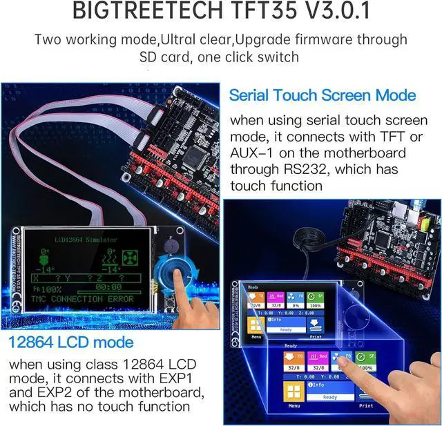 Alt view image 3 of 7 - BIGTREETECH SKR V1.4 Turbo Control Board+TFT35 V3.0.1 Touch Screen Display+5Pcs TMC2209 V1.3 Stepper Motor Driver Support Klipper Marlin for Ender 3/V2 CR10 Voron FDM 3D Printer DIY Motherboard