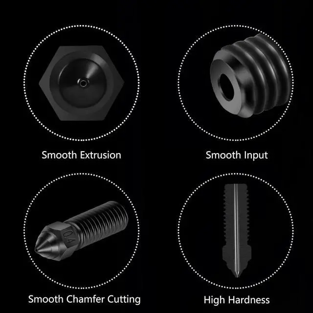 Alt view image 4 of 7 - Official Creality K1 Nozzle Kits, 5PCS Ender 3 V3 KE 3D Printer Hardened Steel Nozzles 0.4mm, High-Speed Printing and High Flow Extruder Nozzles for Creality K1, K1 Max, CR-M4, CR-10 SE 3D Printers