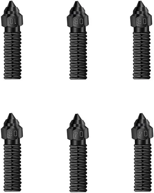 Alt view image 2 of 6 - Sovol SV06 Plus/SV07/SV07 Plus Hardened Steel High Flow Nozzles 0.4mm*2pcs/0.6mm*2pcs/0.8mm*1pc/1mm*1pc 6pcs in Total