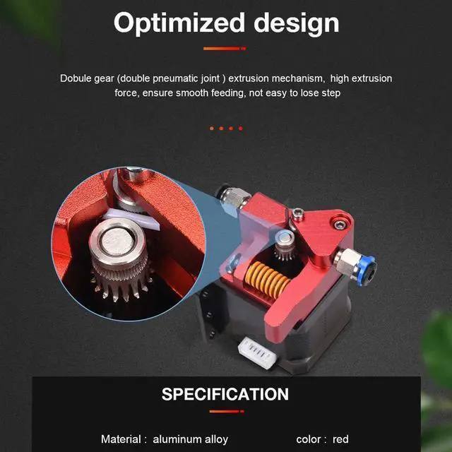 Alt view image 4 of 7 - Bigtreetech Upgrade Dual Gear Extruder, Double Gear MK8 Extruder 3D Printer Dual Driver Stock Feeder All Metal 1.75mm Filament Extruder Kit for CR-10S Pro/CR-10/ Ender 3 V2/Ender 3/Ender 3 Pro Series
