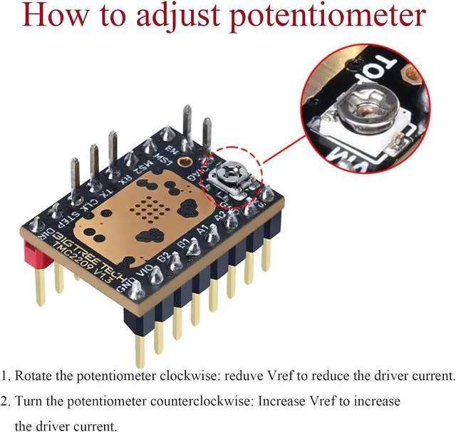 Alt view image 5 of 7 - BIGTREETECH TMC2209 V1.3 Stepper Motor Driver with Heatsinks 5 Pack, Silent Stepsticks Drivers, UART/Step/DIR Mode, Replace A4988, for SKR 3/SKR V1.4 Turbo/Octopus V1.1/Octopus pro/Manta M4P/M5P/M8P