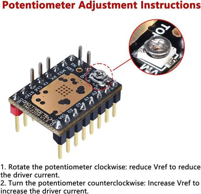 Alt view image 2 of 7 - BIGTREETECH TMC2209 V1.3 UART Stepper Motor Driver 2.8A Peak Stepstick Silent Driver for Manta M8P, Octopus V1.1, Octopus Pro, SKR 3, SKR V1.4 Turbo, SKR Pro V1.2 3D Printer Control Board (2 PCS)
