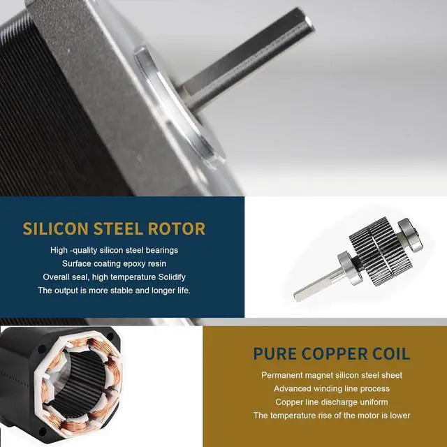 Alt view image 4 of 7 - CNCTOPBAOS Nema17 Stepper Motor 78oz.in 48mm Length 1.8A Dual Shaft for 3D Printer/Milling/CNC Router Machine 17HS8401B