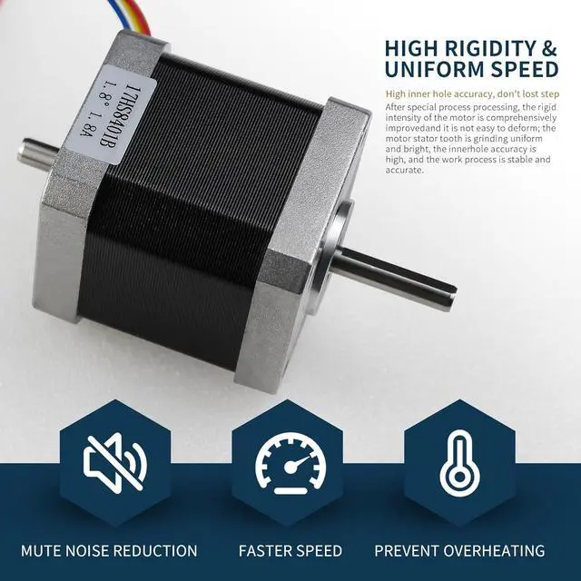 Alt view image 3 of 7 - CNCTOPBAOS Nema17 Stepper Motor 78oz.in 48mm Length 1.8A Dual Shaft for 3D Printer/Milling/CNC Router Machine 17HS8401B