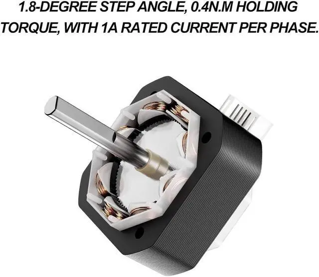 Alt view image 3 of 6 - ALadrs FDM 3D Printer Stepper Motor 42-40,2 Phases 1A 1.8 Degrees 0.4 N.M Stepper Motor 3D Printer Extruder, for Creality Ender-3 Series and CR-10 Series E-axis (42-40(2Pcs))