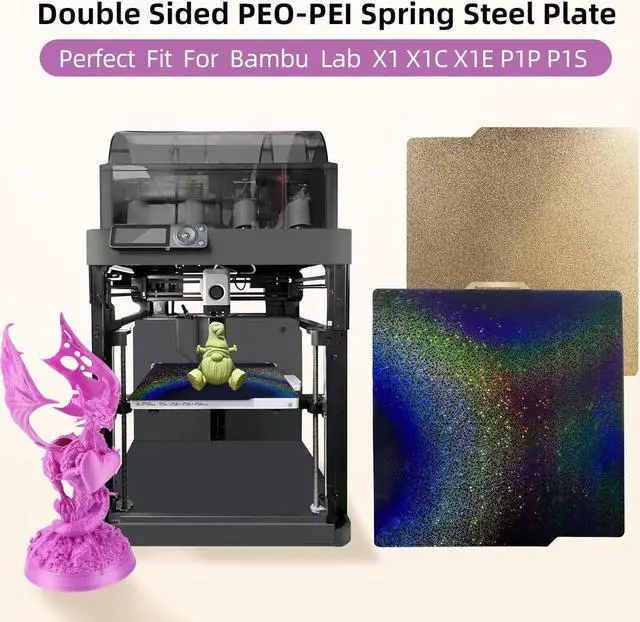 Alt view image 6 of 7 - IdeaFormer-3D Rainbow PEY+Textured PEI Build Plate for Bambu Lab X2D/X1C/X1/X1E/A1/P1S/P1P/P2S, Double Sided PEY PEI Spring Steel Sheet 257x257mm for Bambulab 3D Printers