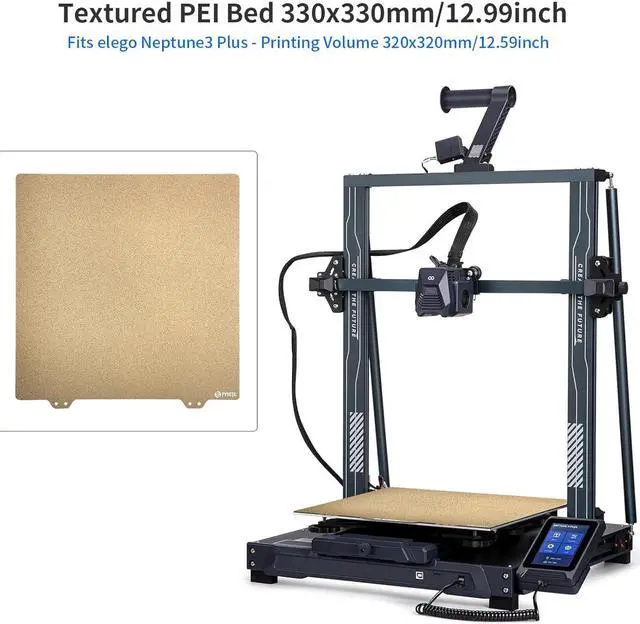 Alt view image 3 of 7 - FYSETC 3D Printer Geetech A30 Bed 330x330mm Removable Textured PEI Spring Steel Plate + Sticker Smooth Hotbed Cover Build Surface Fit Flsn Core-XY, TroXY X3S / X5S / X5SA Pro, Geetech A30 Pro