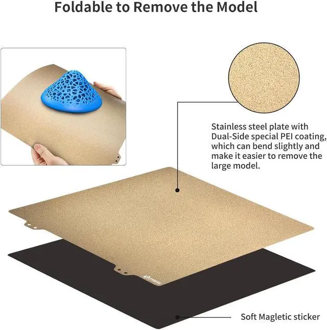 Alt view image 5 of 7 - FYSETC 3D Printer Geetech A30 Bed 330x330mm Removable Textured PEI Spring Steel Plate + Sticker Smooth Hotbed Cover Build Surface Fit Flsn Core-XY, TroXY X3S / X5S / X5SA Pro, Geetech A30 Pro