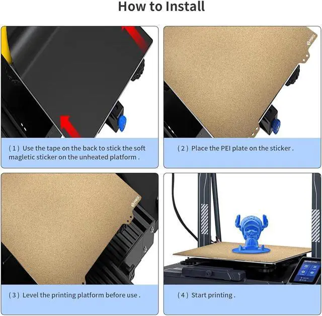 Alt view image 6 of 7 - FYSETC 3D Printer Geetech A30 Bed 330x330mm Removable Textured PEI Spring Steel Plate + Sticker Smooth Hotbed Cover Build Surface Fit Flsn Core-XY, TroXY X3S / X5S / X5SA Pro, Geetech A30 Pro