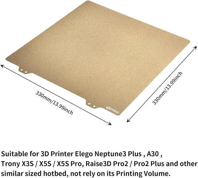 Alt view image 2 of 7 - FYSETC 3D Printer Geetech A30 Bed 330x330mm Removable Textured PEI Spring Steel Plate + Sticker Smooth Hotbed Cover Build Surface Fit Flsn Core-XY, TroXY X3S / X5S / X5SA Pro, Geetech A30 Pro