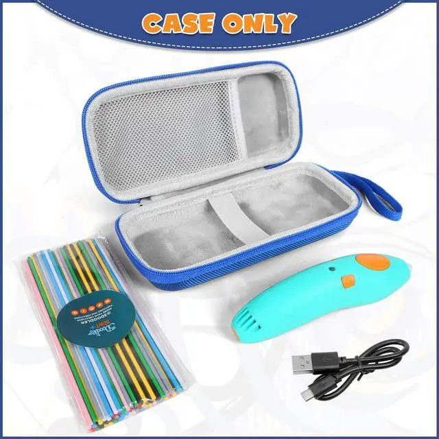 Alt view image 4 of 7 - Case Compatible with 3Doodler Start,Holders for 3D Printing Filament Refill Pack and USB Cable,Protective Case fit for 3D Printing Pen(Case only-Blue)