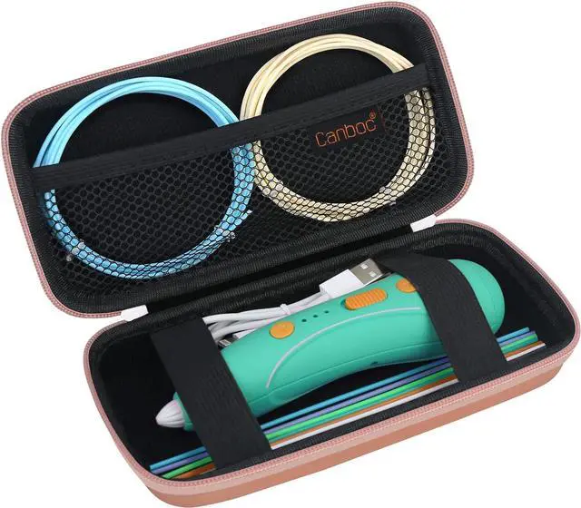 Main image of Canboc Hard Case for 3Doodler Start+ Essentials (2024) 3D Pen Set for Kids, 3D Pens Storage Organizer Carrying Holder, Mesh Pocket fit 3Doodler Start Plastic Filaments, Cable, Rose Gold (CASE ONLY)