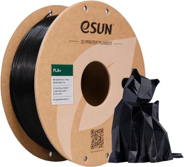 Main image of eSUN PLA+ Filament 1.75mm, 3D Printer Filament PLA Plus, Dimensional Accuracy +/- 0.03mm, 1KG Spool (2.2 LBS) 3D Printing Filament for 3D Printers, Black