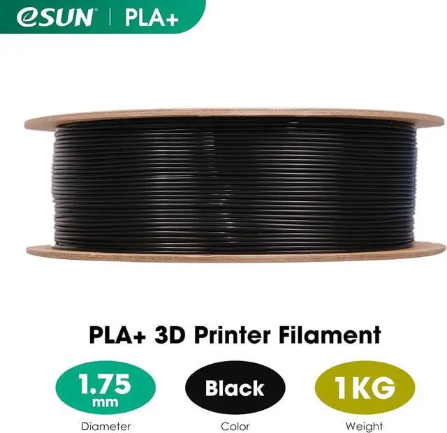 Alt view image 2 of 7 - eSUN PLA+ Filament 1.75mm, 3D Printer Filament PLA Plus, Dimensional Accuracy +/- 0.03mm, 1KG Spool (2.2 LBS) 3D Printing Filament for 3D Printers, Black
