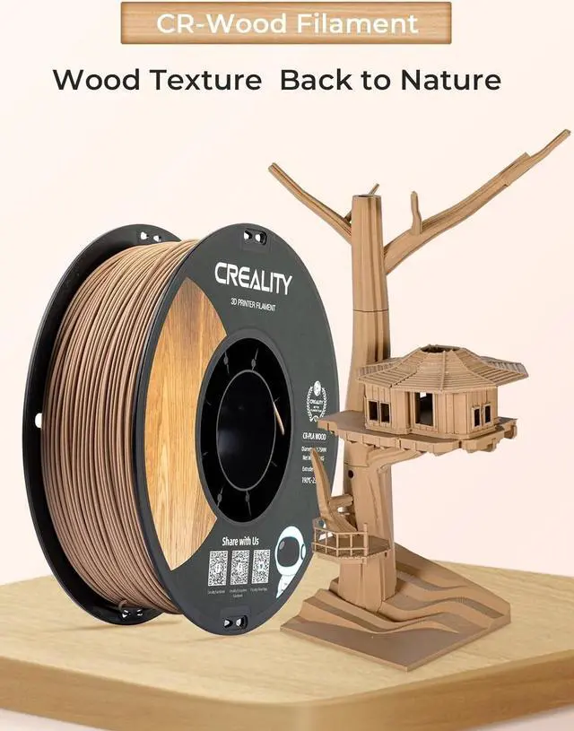 Alt view image 2 of 7 - Creality Wood Filament PLA, 3D Printer Filament 1.75 mm, Smooth Silk Texture, Toughness, 1kg(2.2lbs)/Spool Printing Filament, for All FDM Printers (Wood)