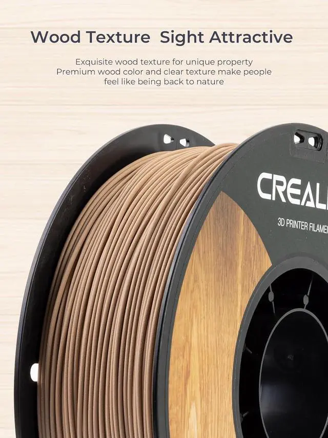 Alt view image 4 of 7 - Creality Wood Filament PLA, 3D Printer Filament 1.75 mm, Smooth Silk Texture, Toughness, 1kg(2.2lbs)/Spool Printing Filament, for All FDM Printers (Wood)
