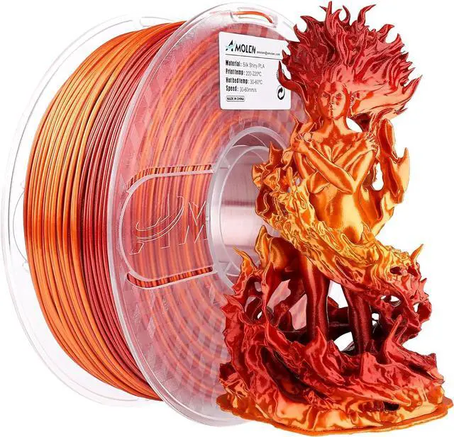 Main image of AMOLEN PLA 3D Printing Filament, PLA Filament 1.75mm Silk Shiny Filament Red Gold Filament, 3D Printer Gradient Pla Filament 1KG/2.2lb Compatible with 3D Printer and 3D Pen