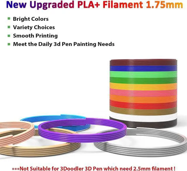 Alt view image 3 of 7 - 16-Color 320ft PLA 3D Pen Filament Refills - 1.75mm, Kids Safe, 250 Stencils eBook - For SCRIB3D P1 and MYNT3D Pens