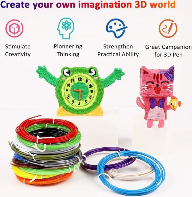 Alt view image 6 of 7 - 16-Color 320ft PLA 3D Pen Filament Refills - 1.75mm, Kids Safe, 250 Stencils eBook - For SCRIB3D P1 and MYNT3D Pens