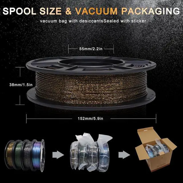 Alt view image 7 of 7 - YOUSU 3D Printer Filament Galaxy PLA Filament 1.75mm, 3D Printing Filament Bundle, Multi Color PLA Filament Glitter 250g X 4 Color Pack.