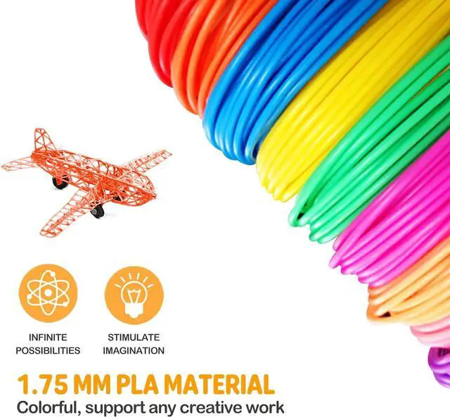 Alt view image 5 of 7 - 3D Pen Filament Refills 15 Colors, 16 ft per Color Total 240 ft, 1.75 mm PLA Compatible with SCRIB3D MYNT3D 3D Pen Comes with 2 Finger Caps & 3D Pen Template Book [3D Pen NOT Include]