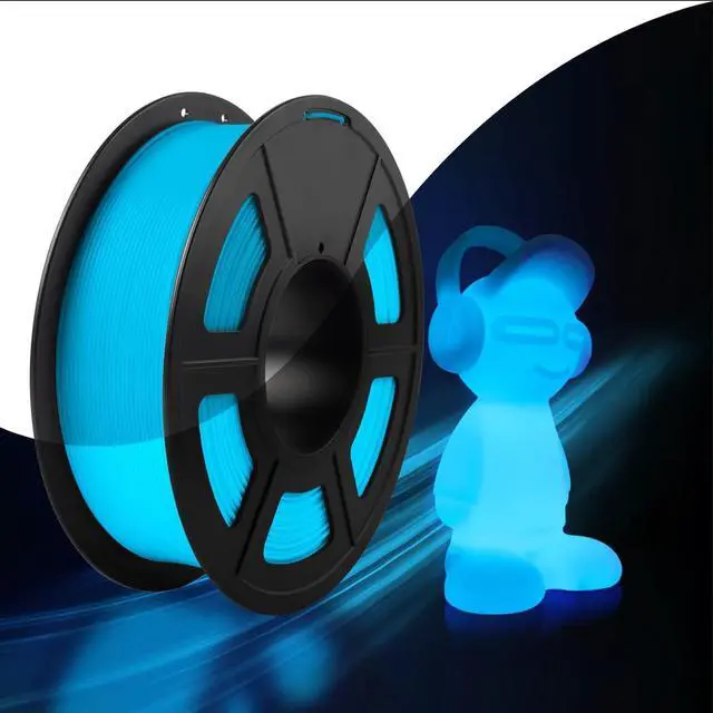 Main image of SUNLU Glow in The Dark PLA Filament, Neatly Wound Luminous PLA 3D Printer Filament 1.75mm Dimensional Accuracy +/- 0.02mm, Fit Most FDM 3D Printers, 1kg Spool (2.2lbs), (Blue PLA, Glow Blue)