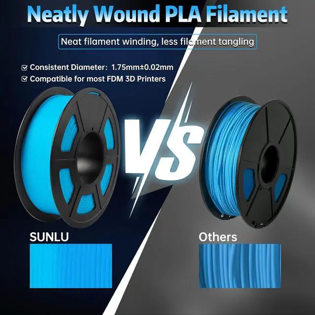 Alt view image 5 of 7 - SUNLU Glow in The Dark PLA Filament, Neatly Wound Luminous PLA 3D Printer Filament 1.75mm Dimensional Accuracy +/- 0.02mm, Fit Most FDM 3D Printers, 1kg Spool (2.2lbs), (Blue PLA, Glow Blue)