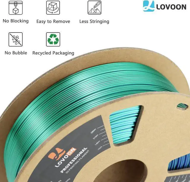Alt view image 4 of 7 - 3D Printer Filament, Tricolor PLA Filament 1.75mm Silk Rainbow Filament Green-Red-Blue, 3D Printing Accessories PLA Filament Multicolor, Dimensional Accuracy +/-0.02mm, 2.2lbs/Spool