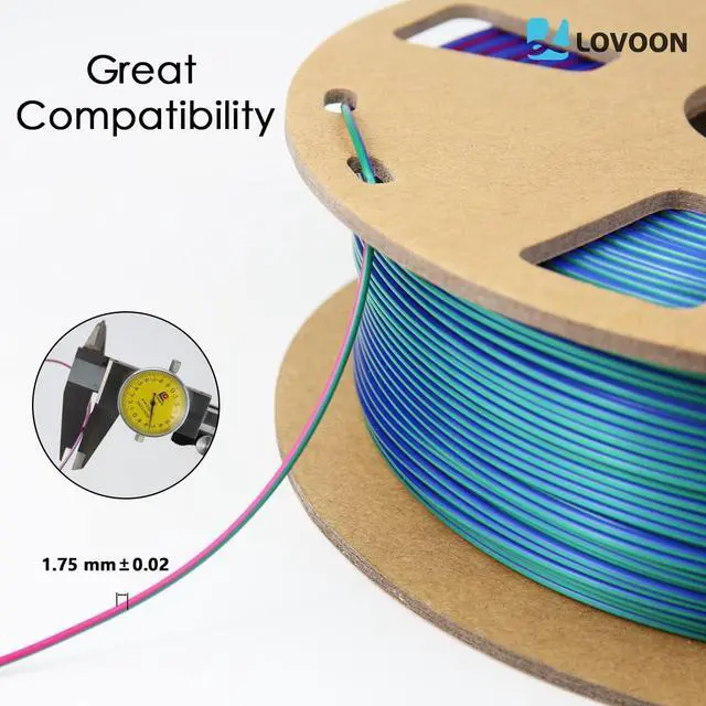 Alt view image 5 of 7 - 3D Printer Filament, Tricolor PLA Filament 1.75mm Silk Rainbow Filament Green-Red-Blue, 3D Printing Accessories PLA Filament Multicolor, Dimensional Accuracy +/-0.02mm, 2.2lbs/Spool