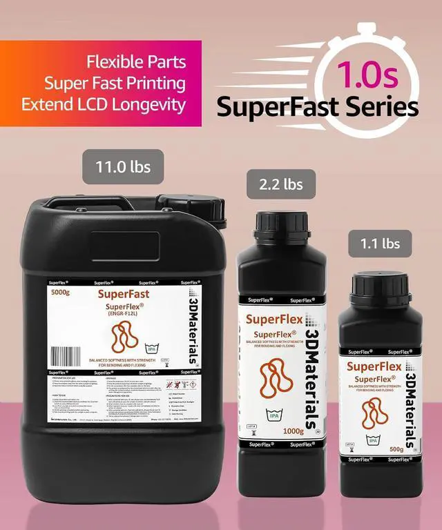 Alt view image 5 of 7 - 3D Printer Resin, Softness 80A Simulating Flexible Rubber, Made in Korea by 3DMaterials (500g, Clear)