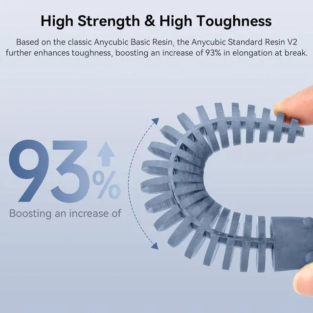 Alt view image 2 of 7 - ANYCUBIC 3D Printer Resin, Upgraded 8K Standard Resin V2, Enhanced Toughness and Strength, Lower-Odor, High Precision 3D Printing Resin for All LCD Resin 3D Printers (Grey, 500g)